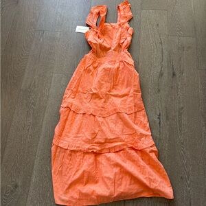 Universal Thread Orange Sleeveless Tiered Dress